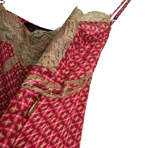 Express Top Womens XS Silk Babydoll Y2K Camisole Fairy Lace Dainty Pink Red E7 - Picture 6 of 9